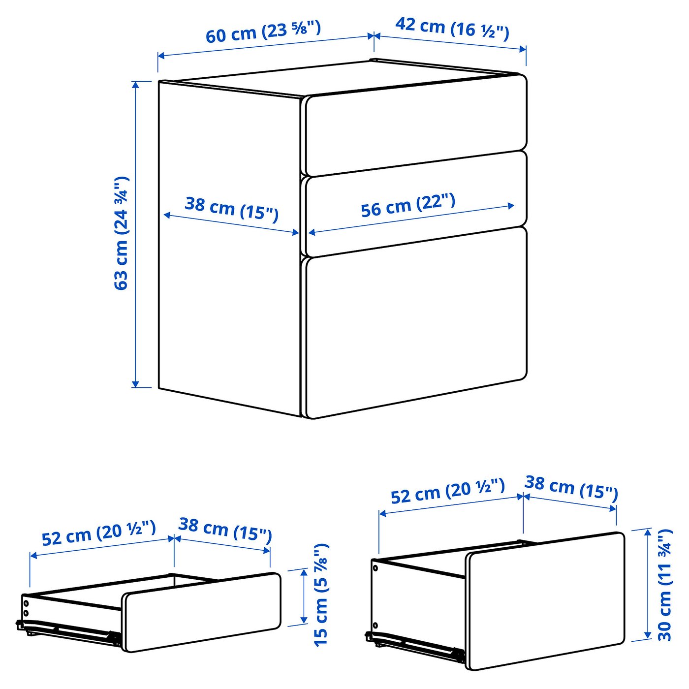 SMÅSTAD スモースタード / PLATSA プラッツァ チェスト（引き出し×3