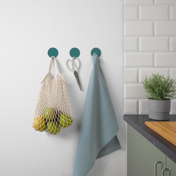 Snygging スニーギング フック 接着シール付き ターコイズ Ikea
