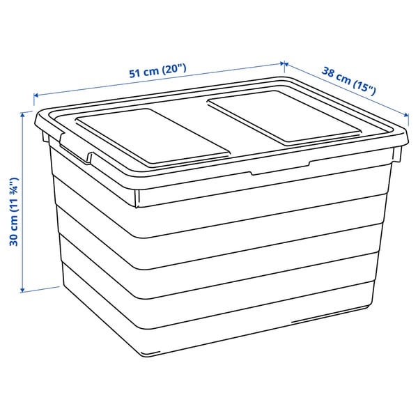 Sockerbit ソッケルビート 収納ボックス ふた付き グレーグリーン 38x51x30 Cm Ikea