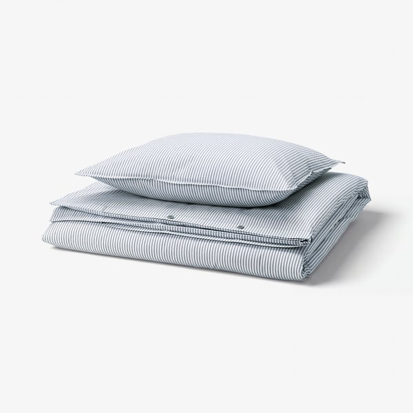 SOLFIBBLA ソルフィブラ 掛け布団カバー&枕カバー, ホワイト ブルー/ストライプ, 150x200/50x60 cm