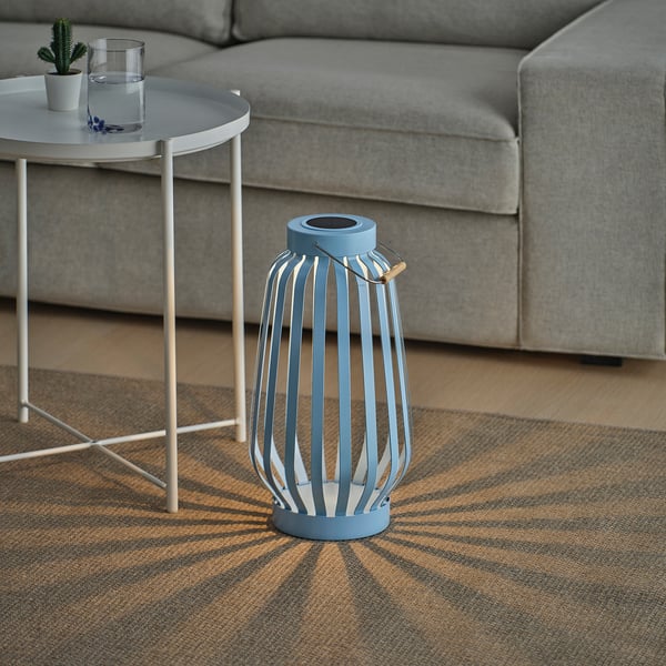 SOLVINDEN ソルヴィンデン LED太陽電池式フロアランプ, ブルー/ストライプ, 42 cm