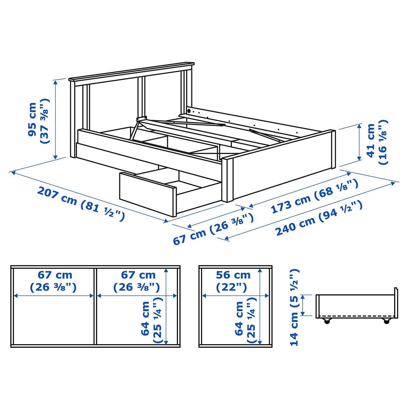IKEA SONGESAND ソンゲサンド ベッドフレーム 収納ボックス2個付き SONGESAND ソンゲサンド ベッドフレーム 収納ボックス2個付き