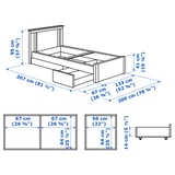 SONGESAND ソンゲサンド ベッドフレーム 収納ボックス2個付き, ブラウン/ルーローイ, 120x200 cm