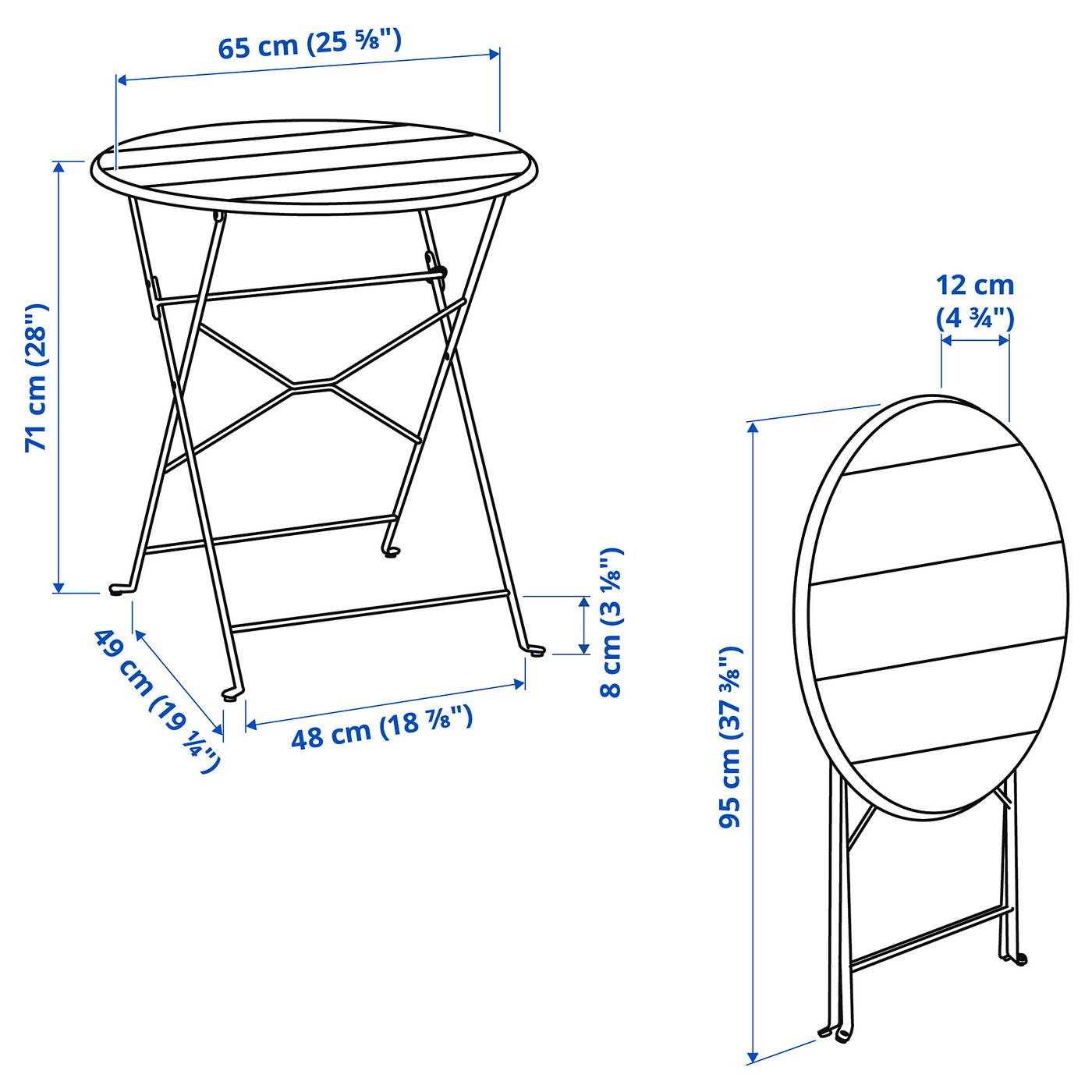 SUNDSÖ スンドソー テーブル＆折りたたみチェア2脚, 屋外用 チャコール