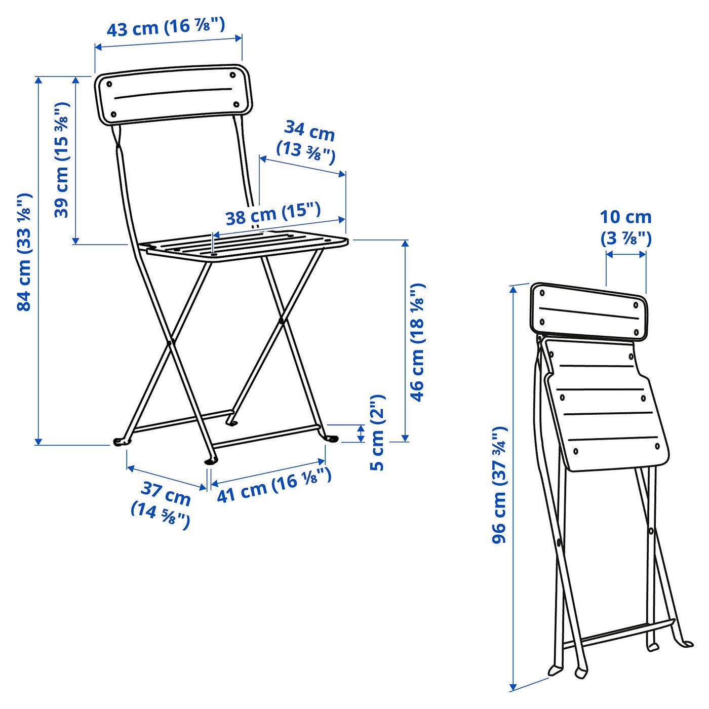 SUNDSÖ スンドソー テーブル＆折りたたみチェア2脚, 屋外用 チャコール