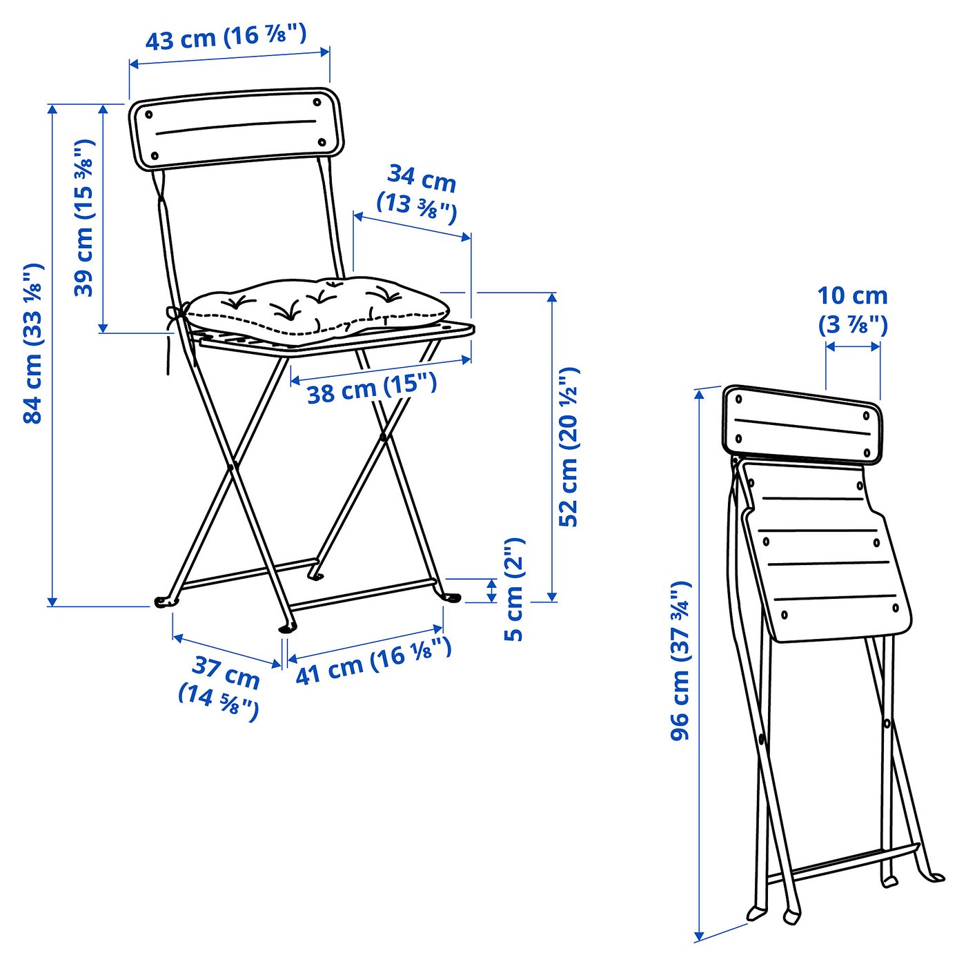 SUNDSÖ スンドソー テーブル＆折りたたみチェア2脚, 屋外用