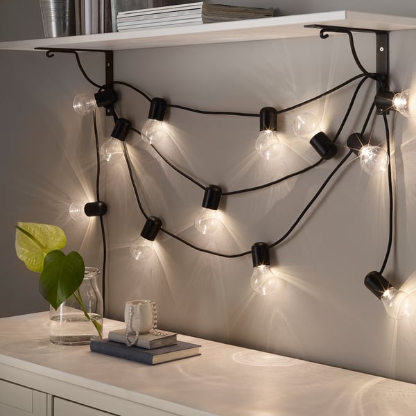 Svartra スヴァルトロー Ledライトチェーン 全12球 ブラック 室内用 Ikea Svartra スヴァルトロー Ledライトチェーン 全12球 ブラック 室内用 Ikea