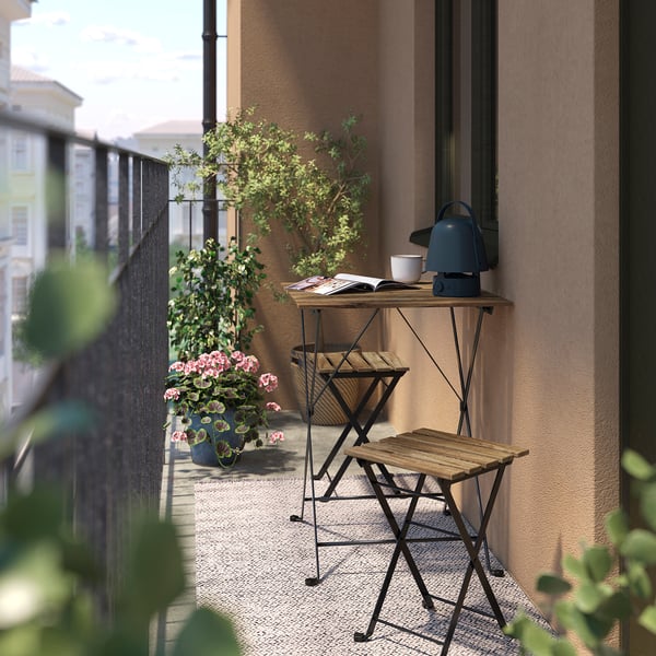 TÄRNÖ テルノー テーブル&スツール2台 屋外用, 折りたたみ式/折りたたみ式, 55x54 cm