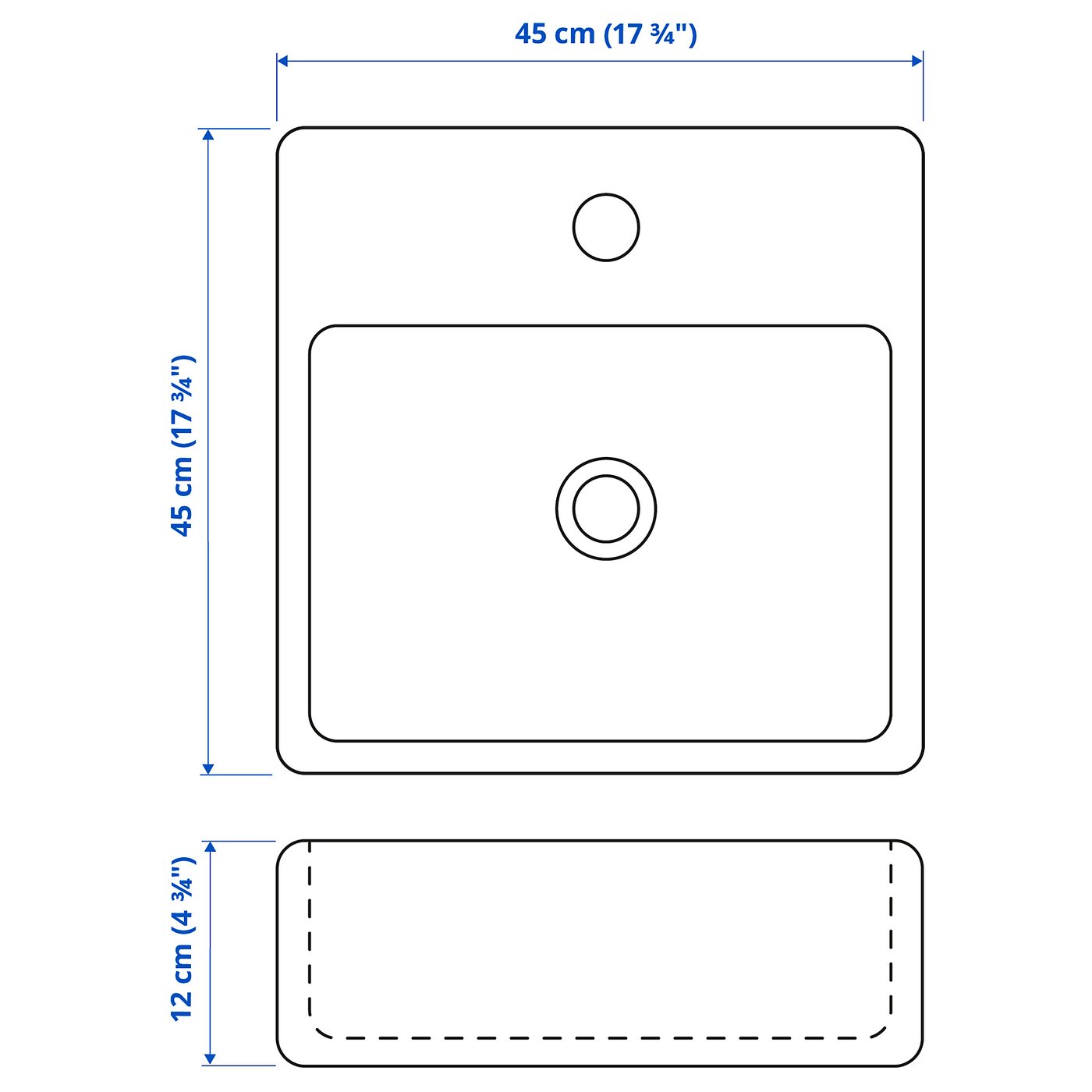 TÖRNVIKEN トールンヴィーケン カウンタートップ用洗面ボウル, ホワイト, 45x45 cm IKEA