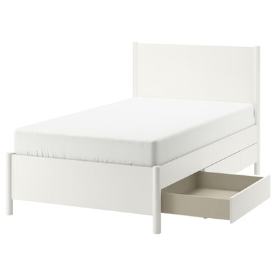 TONSTAD トンスタード ベッドフレーム 収納付き, オフホワイト/ロンセット, 120x200 cm
