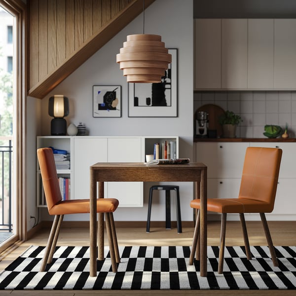 TONSTAD トンスタード / TONSTAD トンスタード テーブル&チェア2脚, ブラウン オーク材突き板/ボームスタード ゴールデンブラウン ブラウンオーク調, 80/120x70 cm