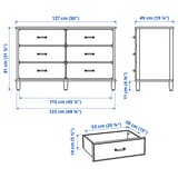 TYSSEDAL ティッセダール チェスト（引き出し×6）, ホワイト, 127x81 cm