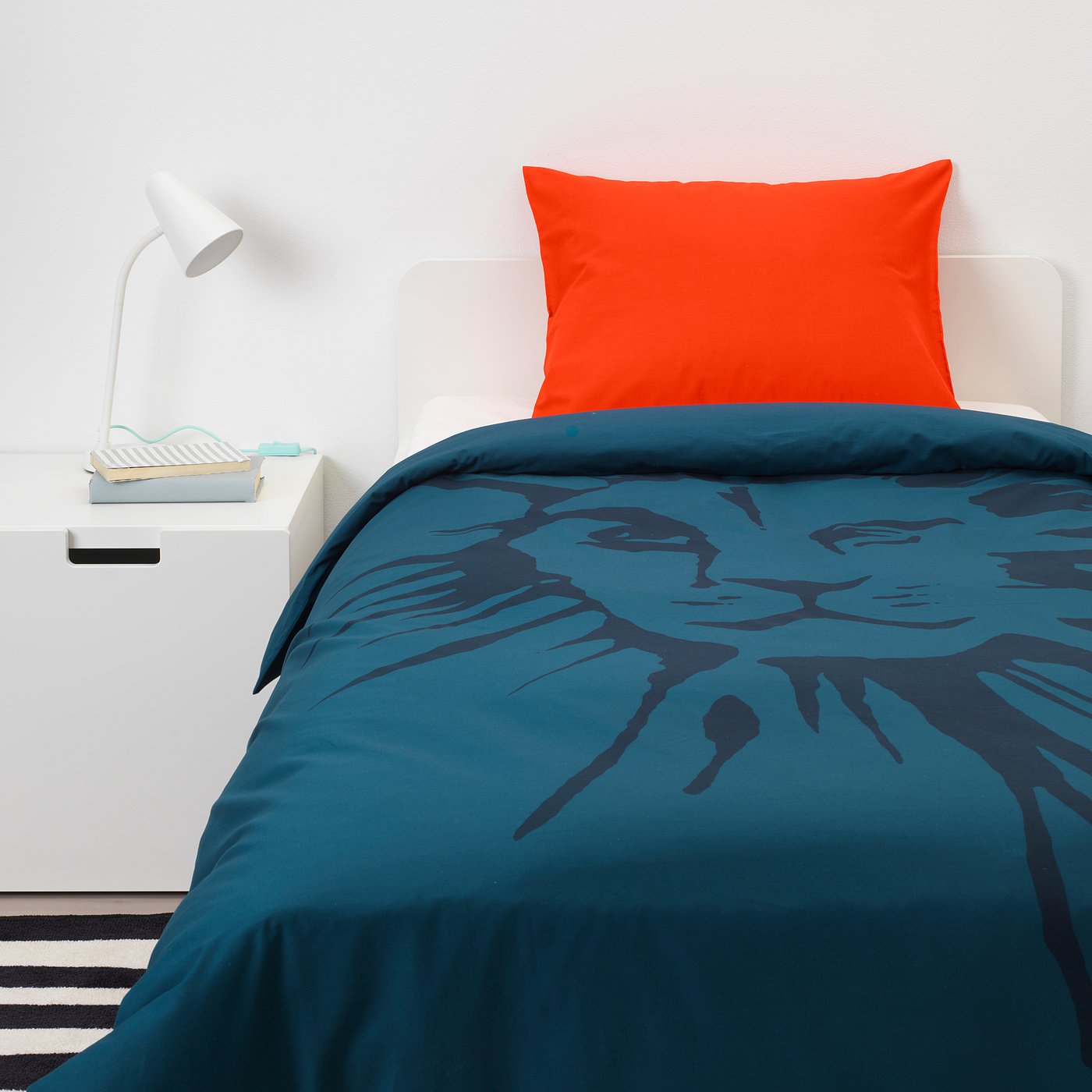 Urskog ウルスコグ 掛け布団カバー 枕カバー ライオン ダークブルー 150x0 50x60 Cm Ikea