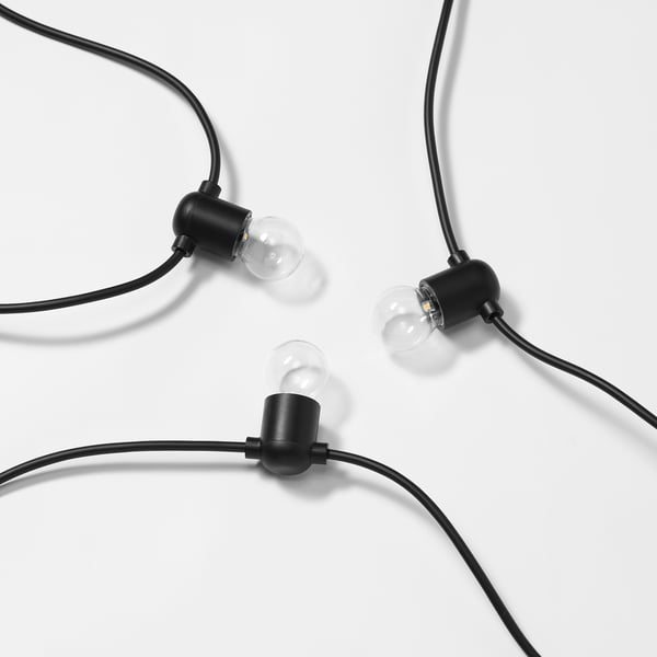 UTSUND ウートスンド LEDライトチェーン 全12球, 屋外用/電池式 ブラック