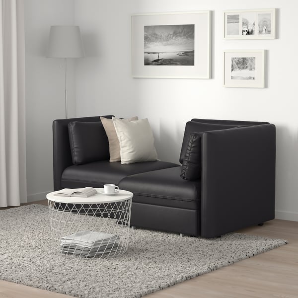 Vallentuna ヴァレントゥナ 2人掛けモジュールソファ ソファベッド付き 収納 ムールム ブラック Ikea