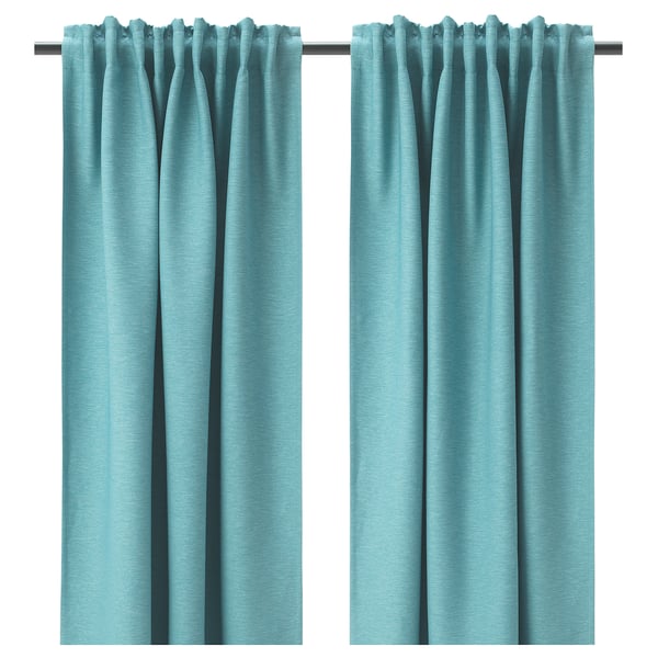Vilborg ヴィルボリ カーテン1組 ターコイズ 145x178 Cm Ikea