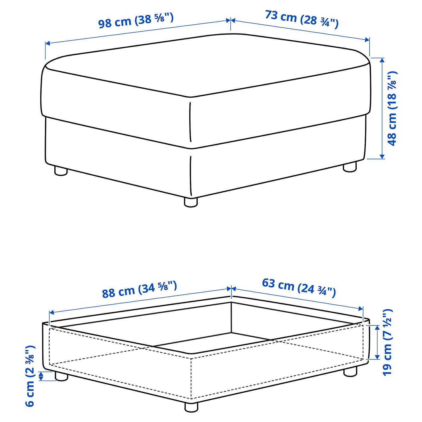 IKEA ヴィムレ VIMLE オットマン 収納付き スツール ソファ 美品 VIMLE ヴィムレ オットマン 収納付き, グンナレド ベージュ - IKEA