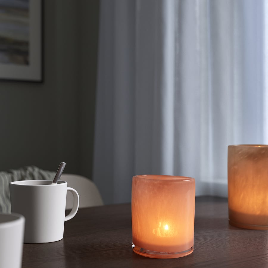 VINDSTILLA ヴィンドスティラ ティーライトホルダー, ペールピンク, 11 cm IKEA