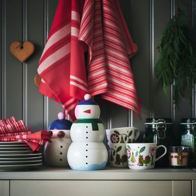 VINTERFINT ヴィンテルフィント 缶 ふた付き 3点セット, 雪ダルマ