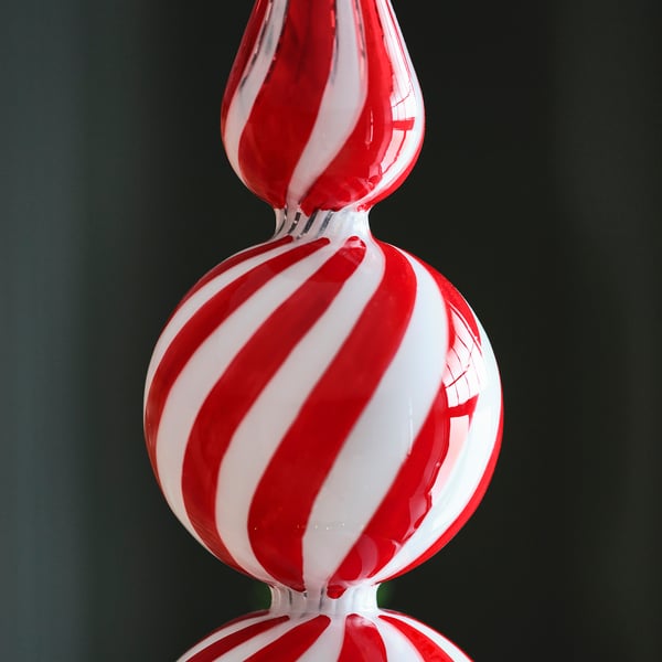 VINTERFINT ヴィンテルフィント クリスマスツリー トップスパイア, ガラス レッド/ホワイト, 28 cm