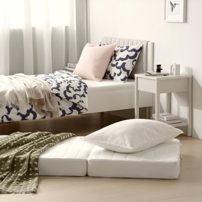 VITHÄLL ヴィトヘル ポケットコイルマットレス, 折りたたみ式 かため/ホワイト, 90x200 cm