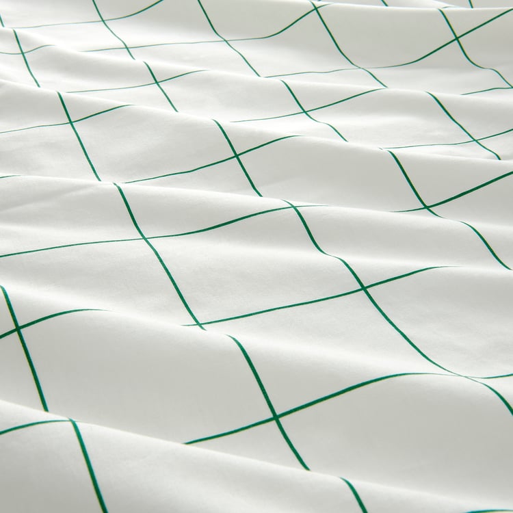 VITKLÖVER ヴィートクローヴェル 掛け布団カバー＆枕カバー, ホワイト グリーン/チェック, 150x200/50x60 cm IKEA