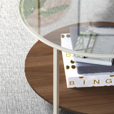 VITTSJÖ ヴィットショー コーヒーテーブル, ライトベージュ/ガラス, 75 cm