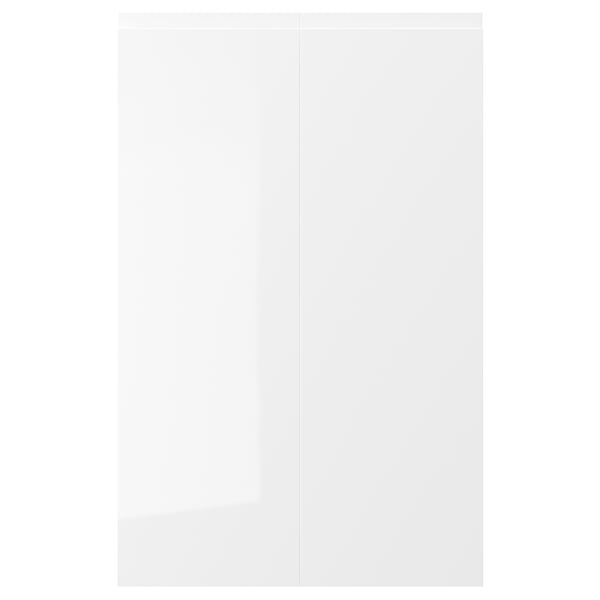VOXTORP ヴォックストルプ 扉 コーナーベースキャビネット用 部品2個, 左/ハイグロス ホワイト, 25x80 cm