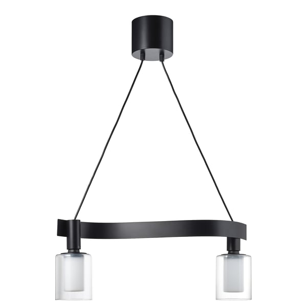 ACKJA / MOLNART Pendant lamp with light bulb, wave shaped black/cylinder stripe