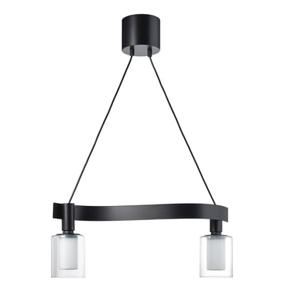 ACKJA / MOLNART Pendant lamp with light bulb, wave shaped black/cylinder stripe
