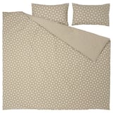 ÄNGSNEJLIKA Duvet cover and 2 pillowcases, grey-beige/off-white, 200x230/50x80 cm