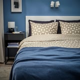 ÄNGSNEJLIKA Duvet cover and pillowcase, grey-beige/off-white, 150x200/50x80 cm