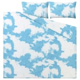 ÄNGSVITVINGE Duvet cover and 2 pillowcases, blue/white, 200x230/50x80 cm
