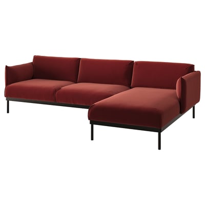 ÄPPLARYD 3-seat sofa with chaise longue, Djuparp red/brown