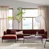 ÄPPLARYD 4-seat sofa with chaise longue, Djuparp red/brown