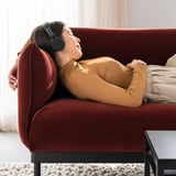 ÄPPLARYD 4-seat sofa with chaise longue, Djuparp red/brown