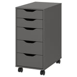 ALEX Drawer unit on castors, dark grey/black, 36x76 cm
