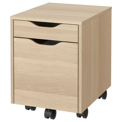 ALEX Drawer unit on castors, white stained oak effect/black, 36x50 cm