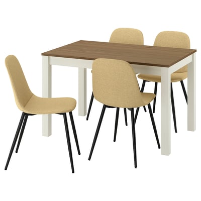 ÅLHULT / NORDMANSSKÄR Table and 4 chairs, beige/brown/Letafors yellow-beige black, 120x80 cm