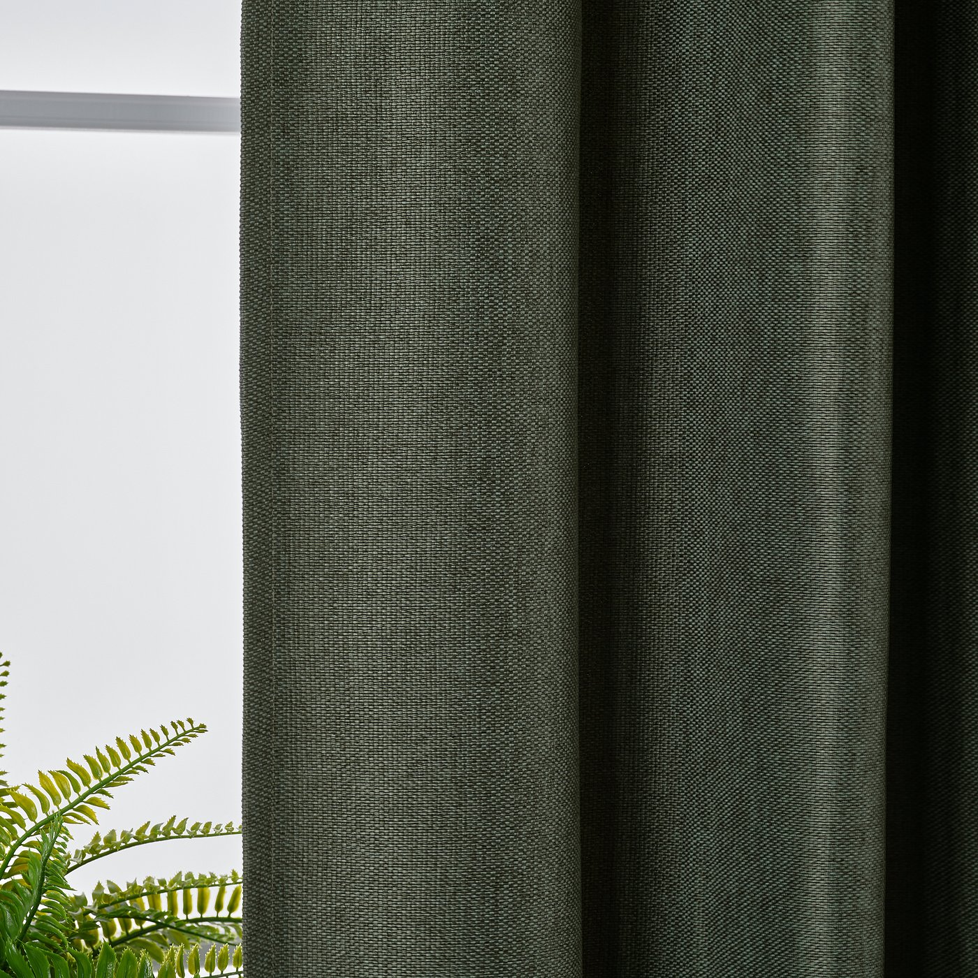 ANNAKAJSA room darkening curtains, 1 pair, dark green/with