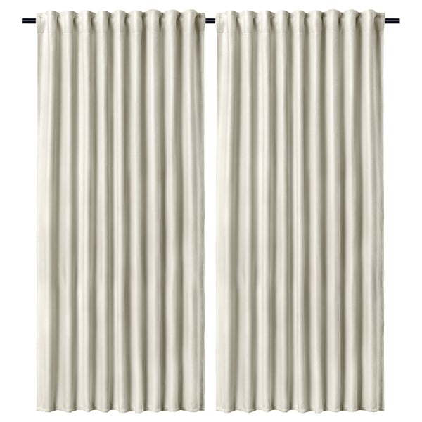 ANNAKAJSA Room darkening curtains, 1 pair, white/with heading tape, 145x178 cm