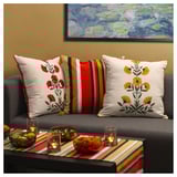 AROMATISK Cushion cover, floral pattern/yellow, 50x50 cm