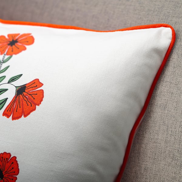 AROMATISK Cushion cover, stripe/floral pattern, 50x50 cm