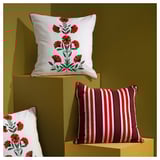 AROMATISK Cushion cover, stripe/floral pattern, 50x50 cm