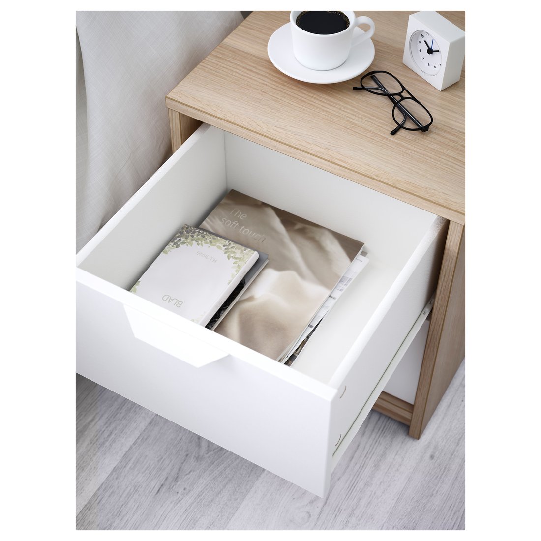 ASKVOLL Chest of 2 drawers, white stained oak effect/white, 41x49 cm IKEA
