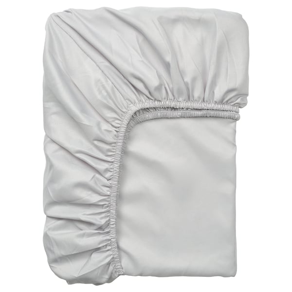 BÄRGLIM Fitted sheet, grey, 150x200 cm