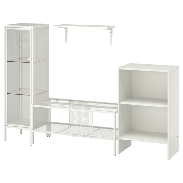 BAGGEBO TV storage combination, metal/white, 174x35x116 cm