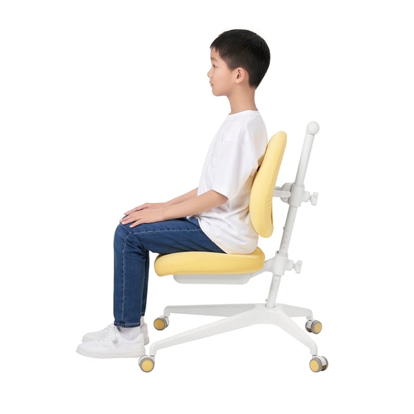 BERGLÄRKA / DAGNAR Children's desk and chair, solid birch/yellow, 120x70 cm