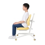 BERGLÄRKA / DAGNAR Children's desk and chair, solid birch/yellow, 120x70 cm