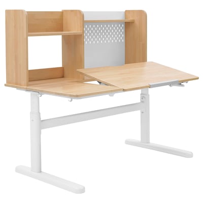 BERGLÄRKA Desk, solid birch/tiltable, 120x70 cm